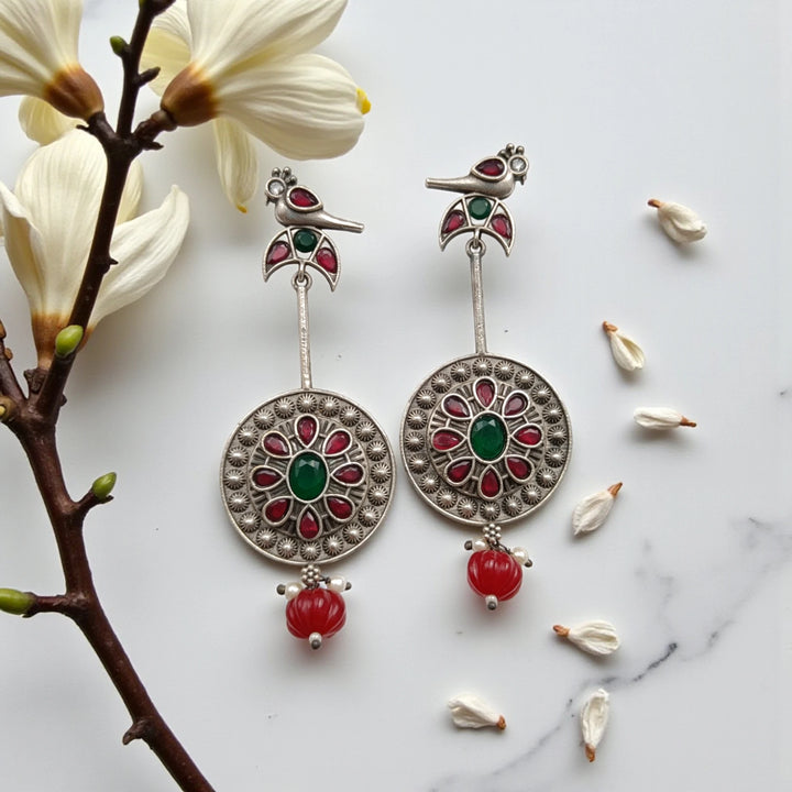 Elegant Idhika Bird Silver-Plated Earrings