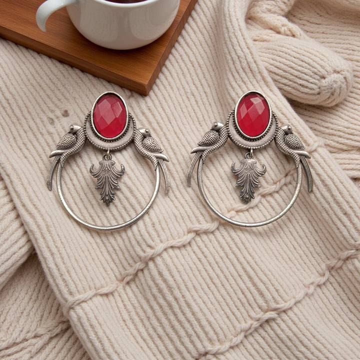 Classic Indumati Parrot Silver Plated Earrings