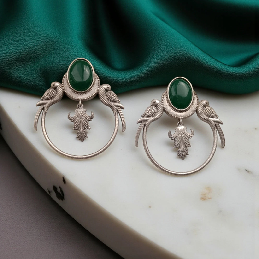 Classic Indumati Parrot Silver Plated Earrings
