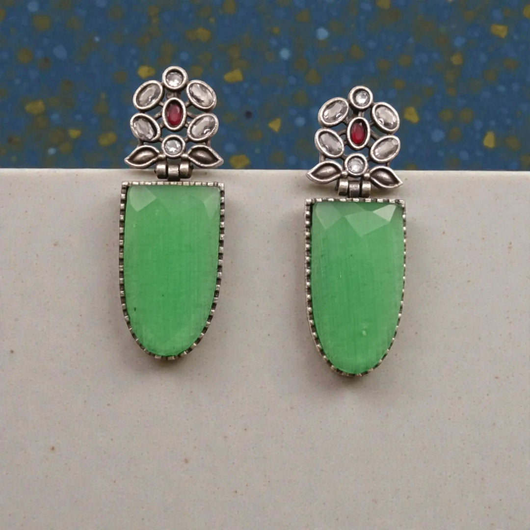 Light Green Idai Silver-Plated Earrings