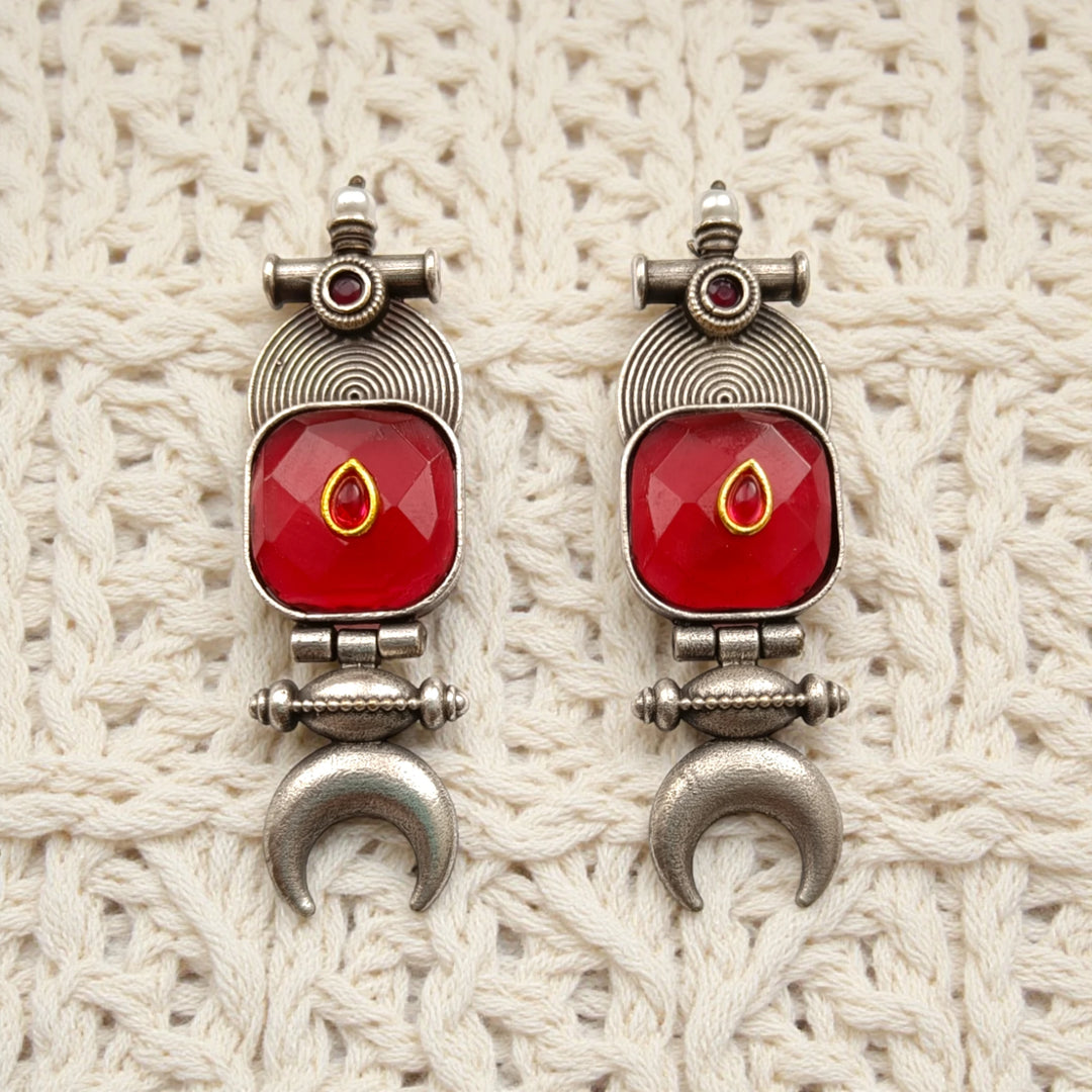 Half Moon Silver Plated Earrings