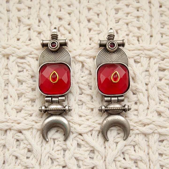 Half Moon Silver Plated Earrings