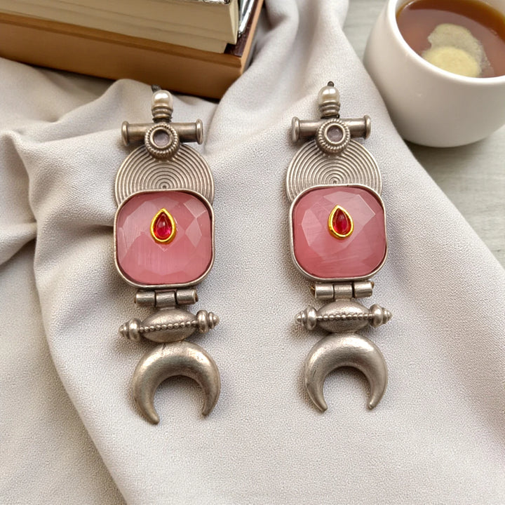 Half Moon Silver Plated Earrings