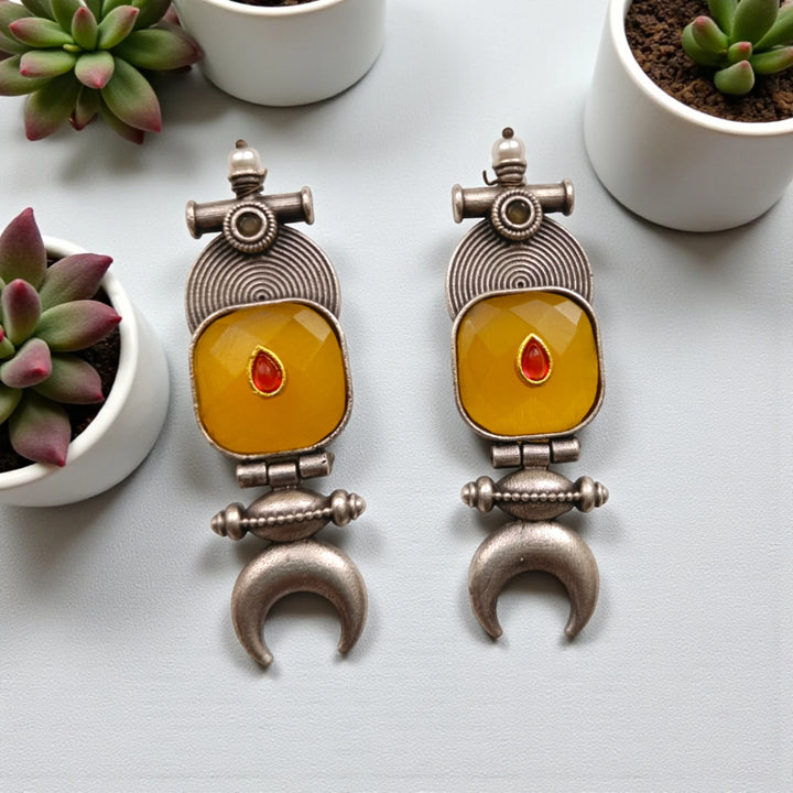 Half Moon Silver Plated Earrings