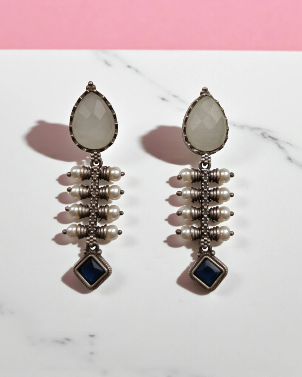 Aashita silver plated teardrop earrings – elegant ethnic jewellery for daily wear by TelaNaari