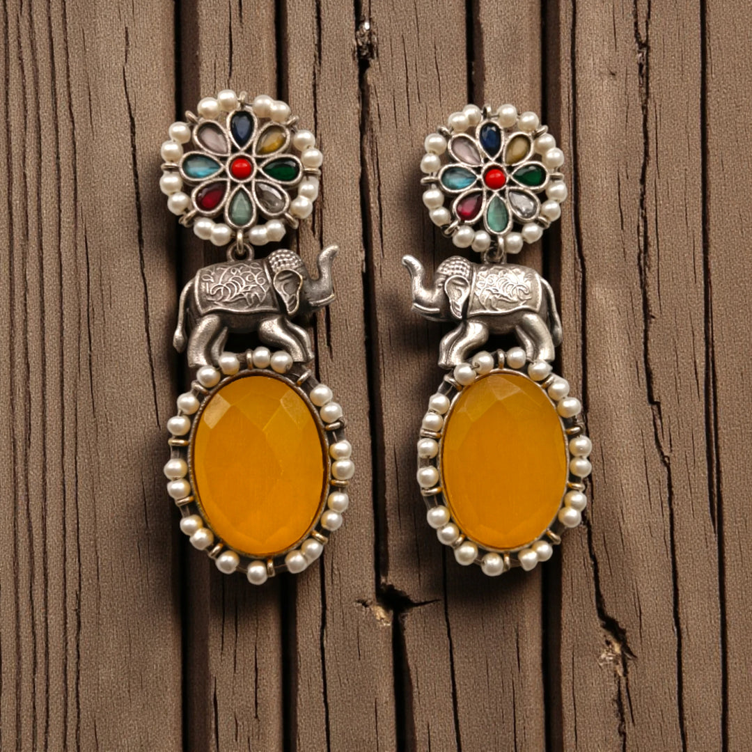 Elephant Aasna Silver-Plated Earrings