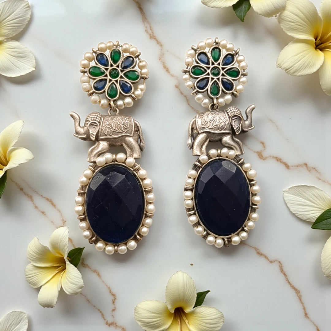 Elephant Aasna Silver-Plated Earrings