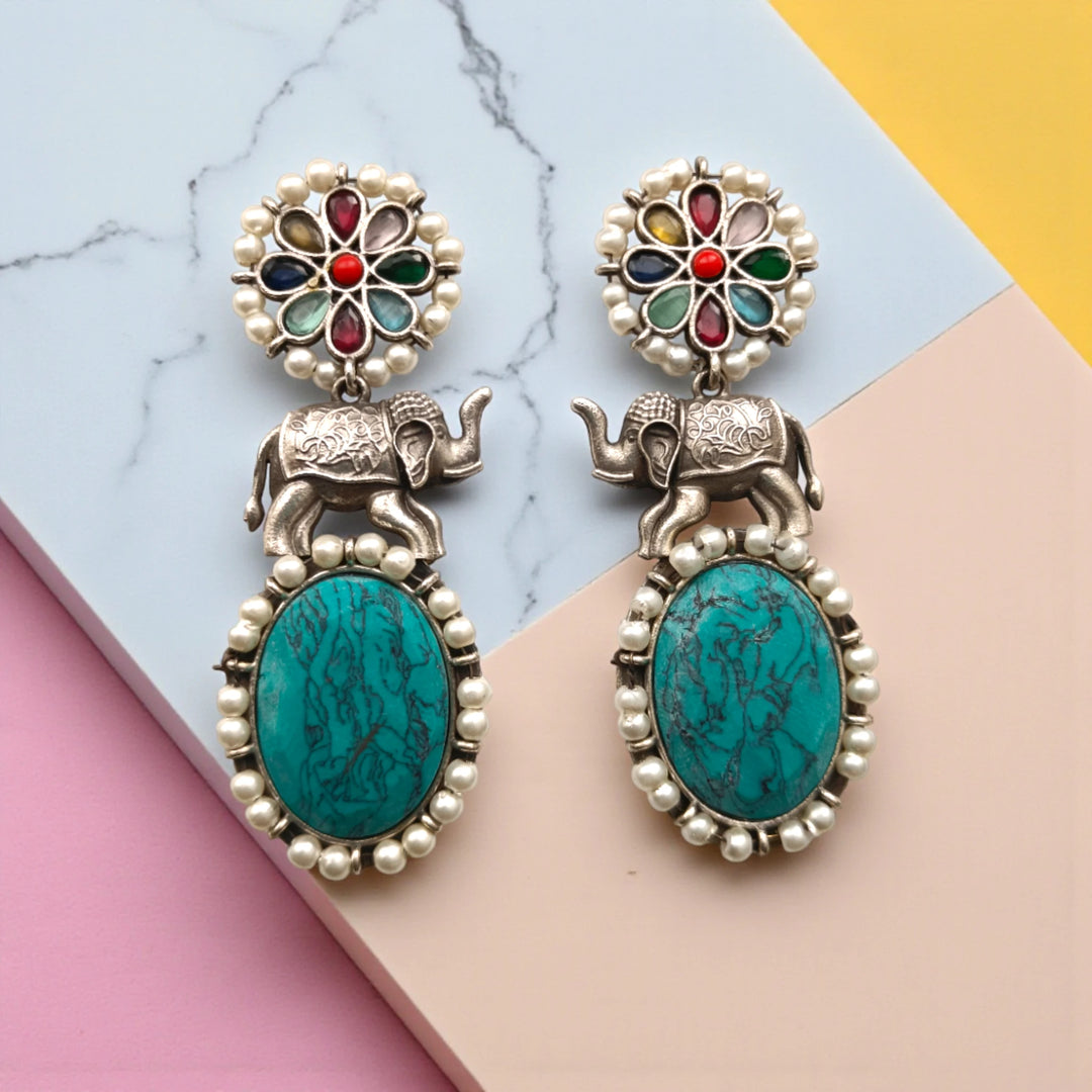 Elephant Aasna Silver-Plated Earrings