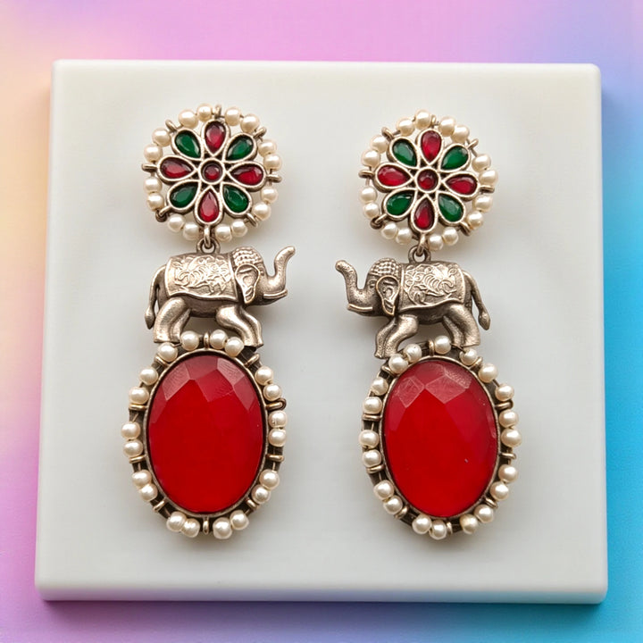 Elephant Aasna Silver-Plated Earrings