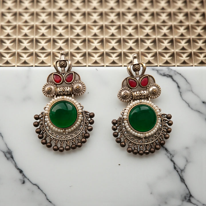 Huma Silver Oxidised Earrings