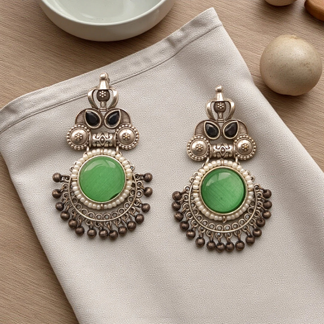 Huma Silver Oxidised Earrings