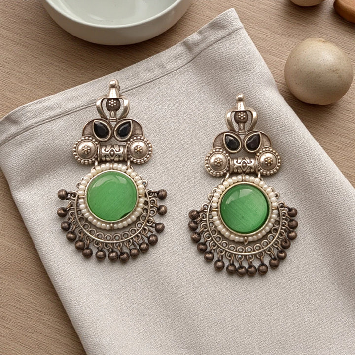 Huma Silver Oxidised Earrings