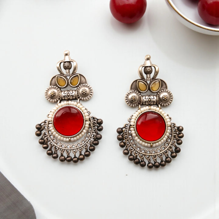 Huma Silver Oxidised Earrings