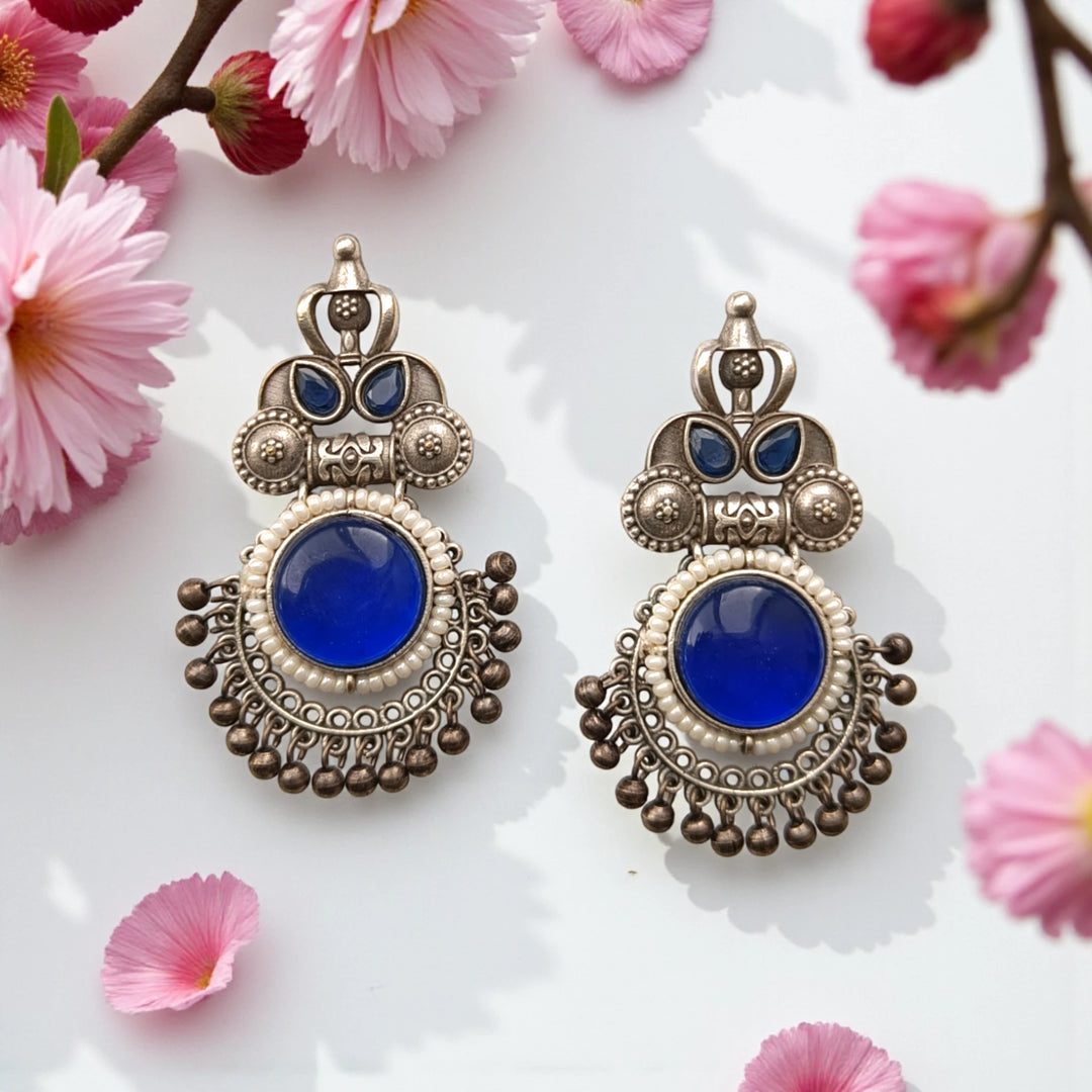 Huma Silver Oxidised Earrings