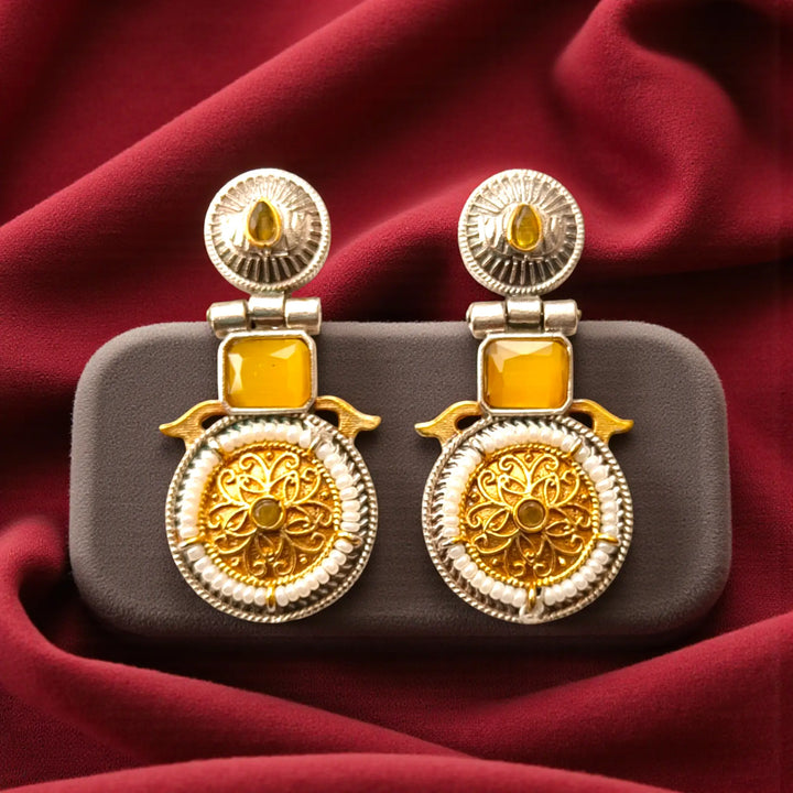 Yellow Aashiyana Dual Tone Earrings
