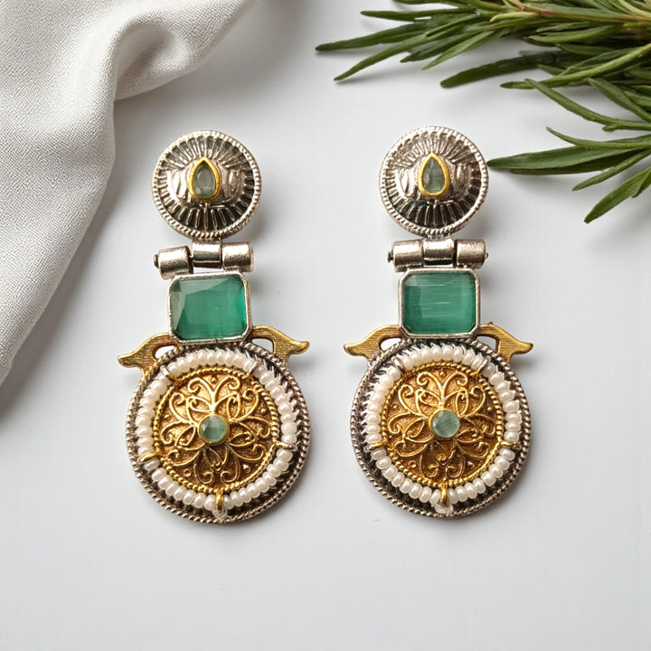 Aashiyana Dual Tone Silver Oxidised Earrings