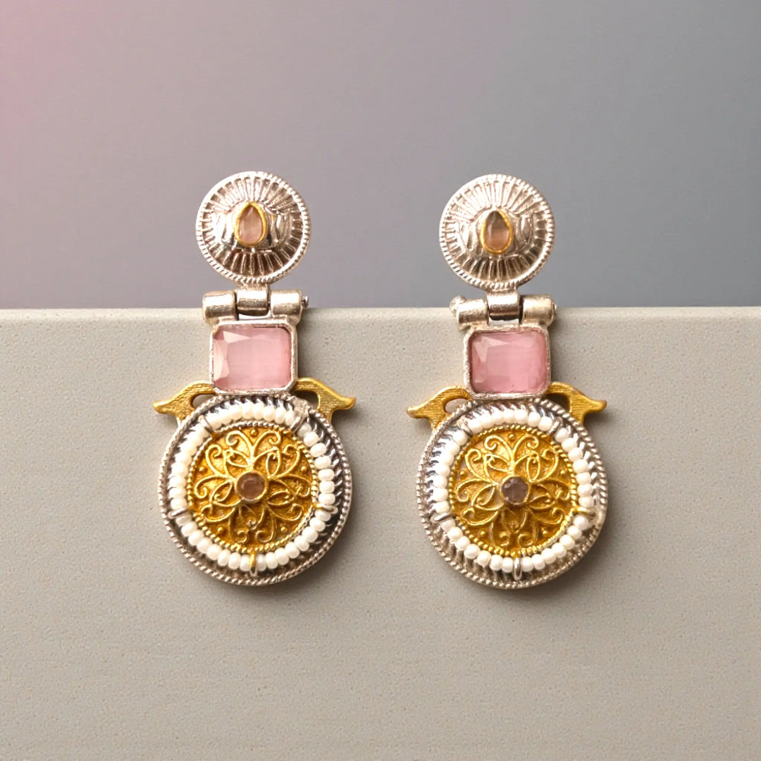 Pink Aashiyana Dual Tone Earrings