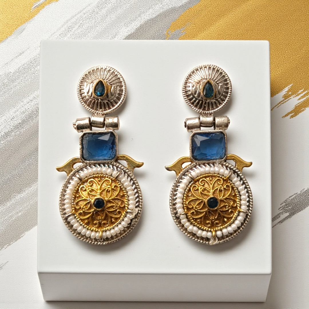 Aashiyana Dual Tone Silver Oxidised Earrings