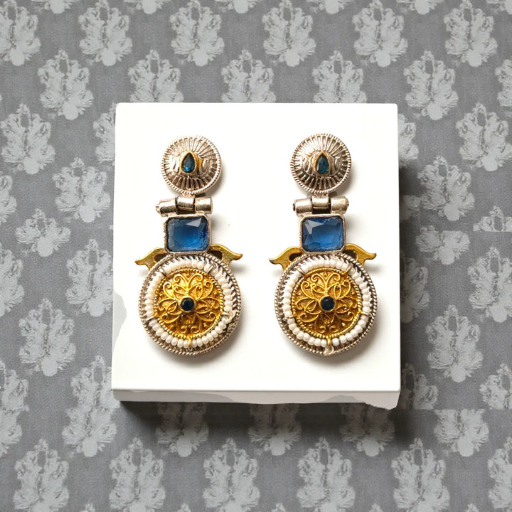 Blue Aashiyana Dual Tone Earrings