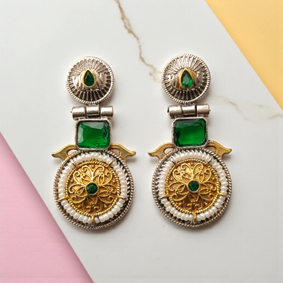 Aashiyana Dual Tone Silver Oxidised Earrings
