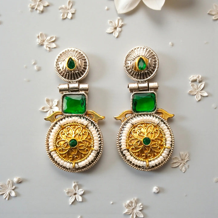 Green Aashiyana Dual Tone Earrings