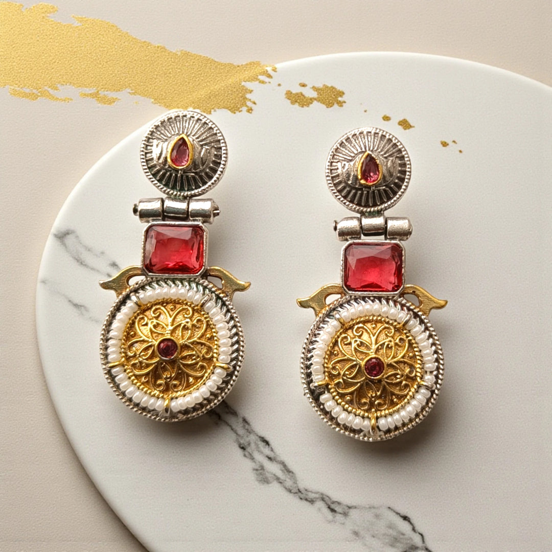 Aashiyana Dual Tone Silver Oxidised Earrings