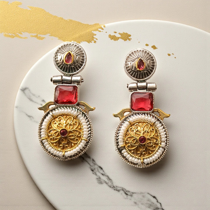 Aashiyana Dual Tone Silver Oxidised Earrings