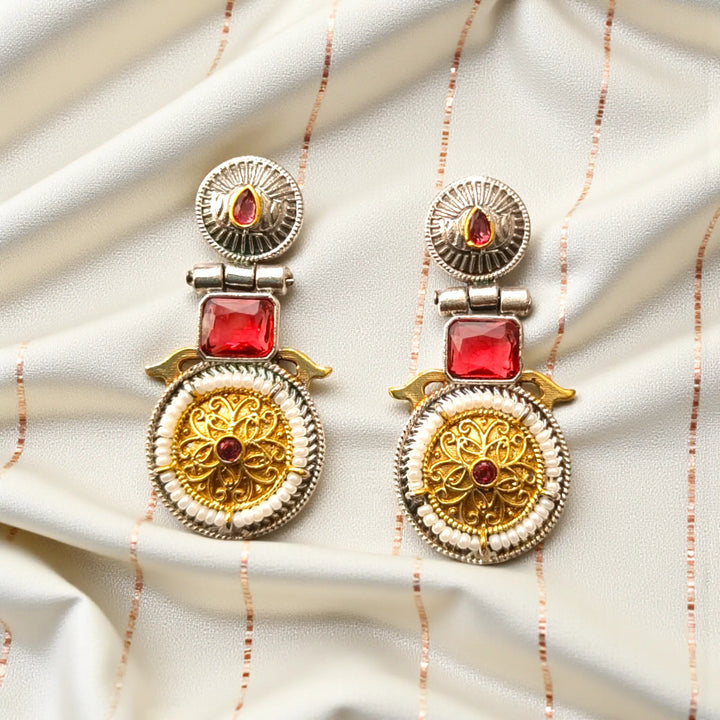 Red Aashiyana Dual Tone Earrings