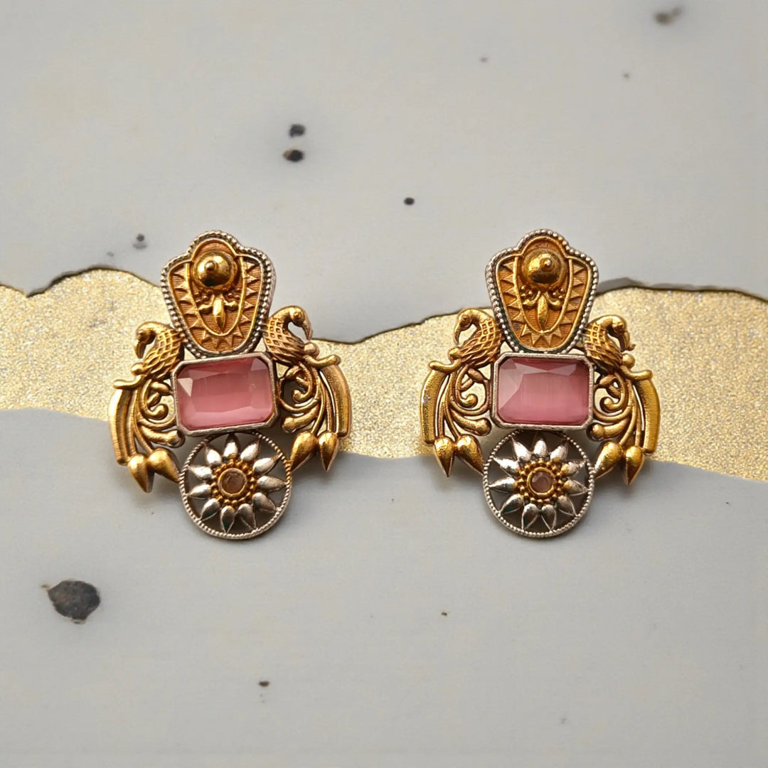 Pink Nilofer Dual Tone Earrings
