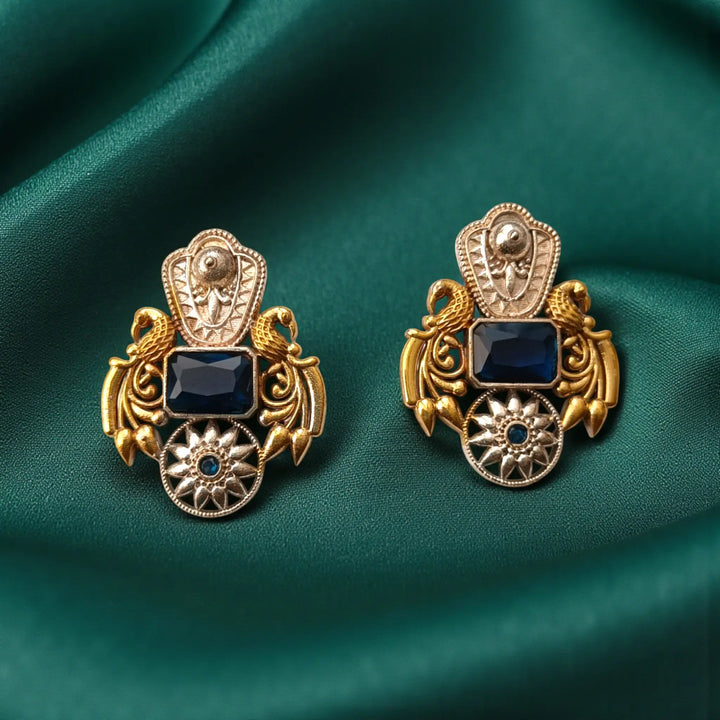 Blue Nilofer Dual Tone Earrings