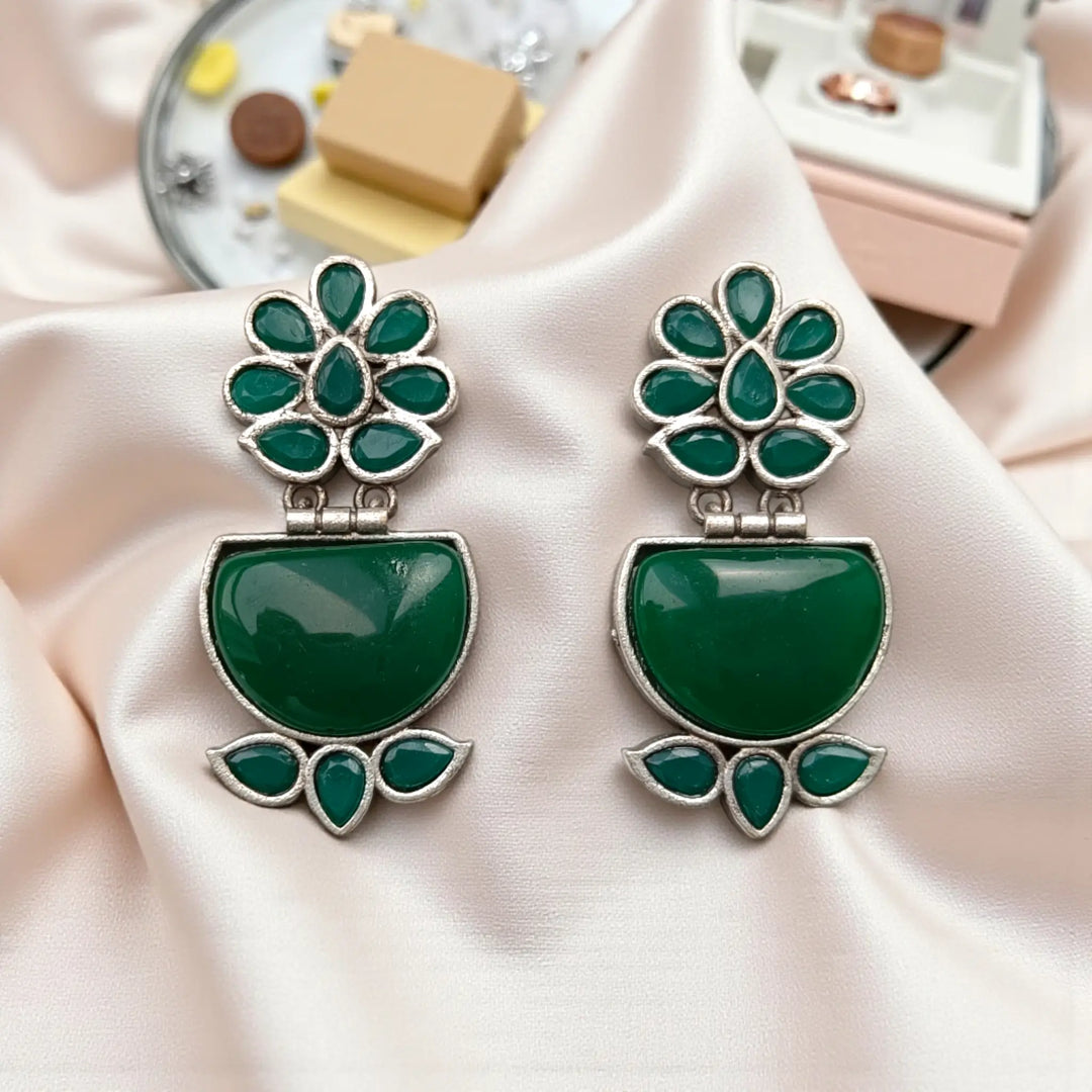 Divine Dangle Silver Oxidized Earring