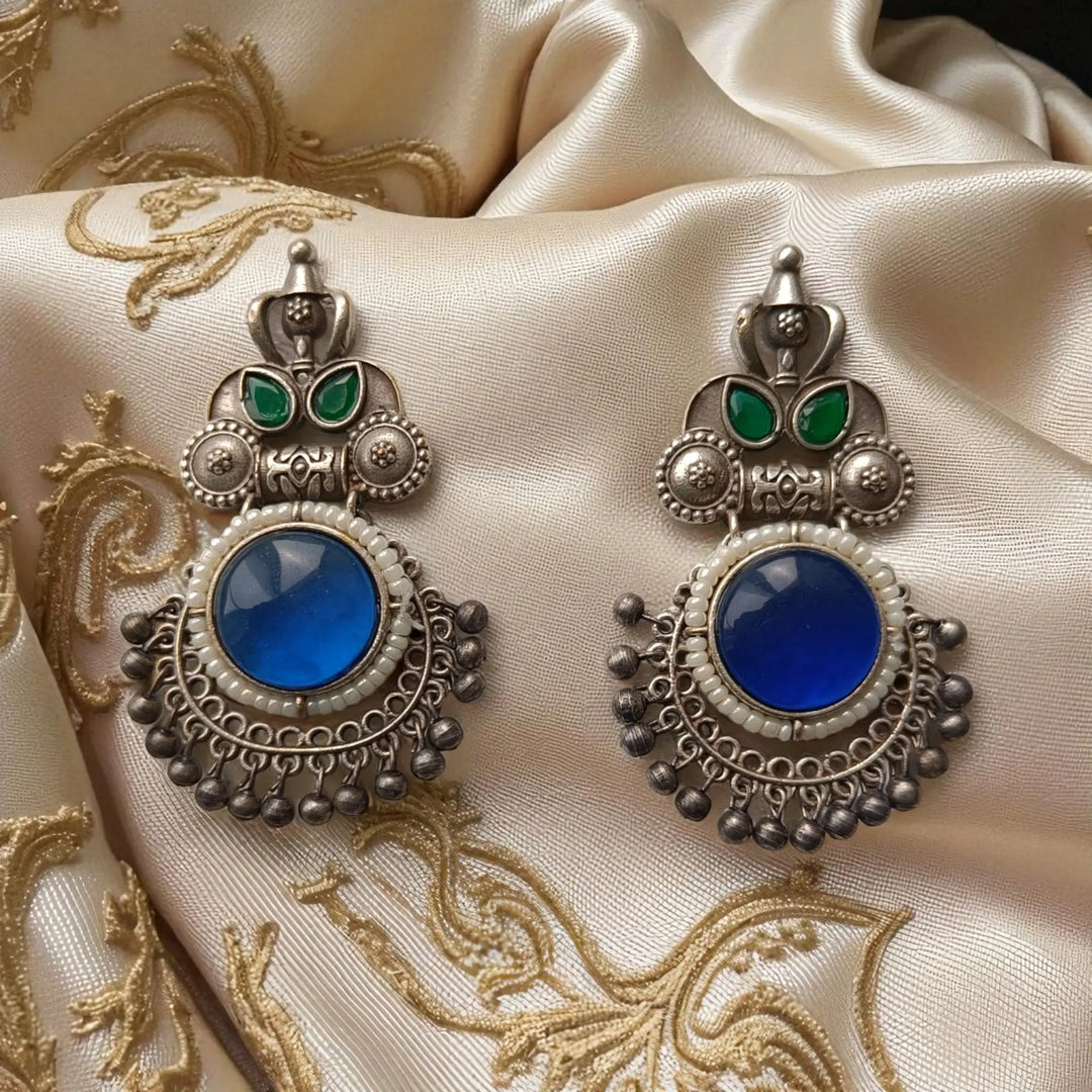 Huma Silver Oxidised Earrings