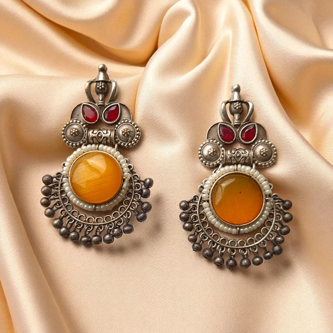 Huma Silver Oxidised Earrings