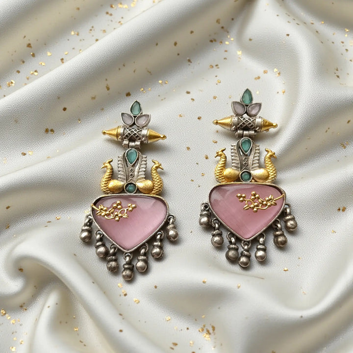 Pink Dhruti Dual Tone Silver-Plated Earrings