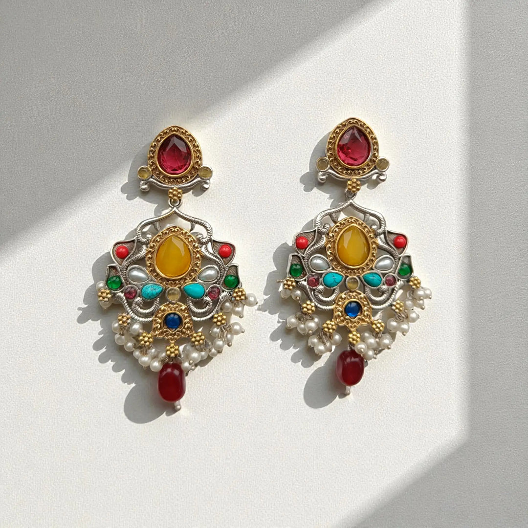 Festive Statement Pink Kundan Drop Earrings