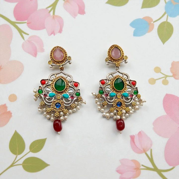 Festive Statement Pink Kundan Drop Earrings