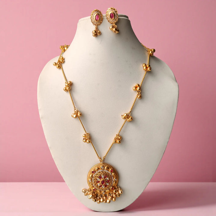 Traditional Gold-Plated Jhumka Necklace Set