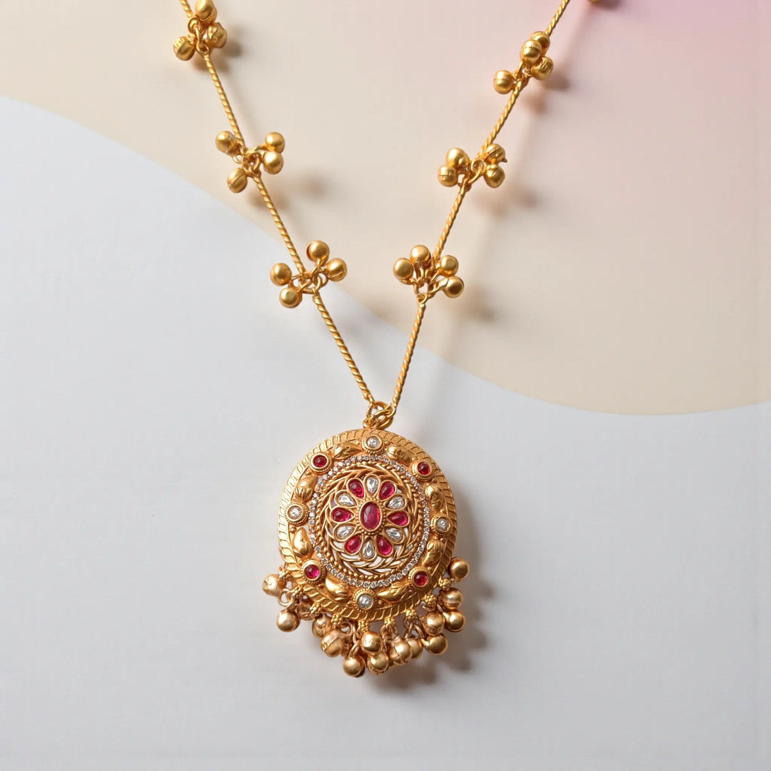 Traditional Gold-Plated Jhumka Necklace Set