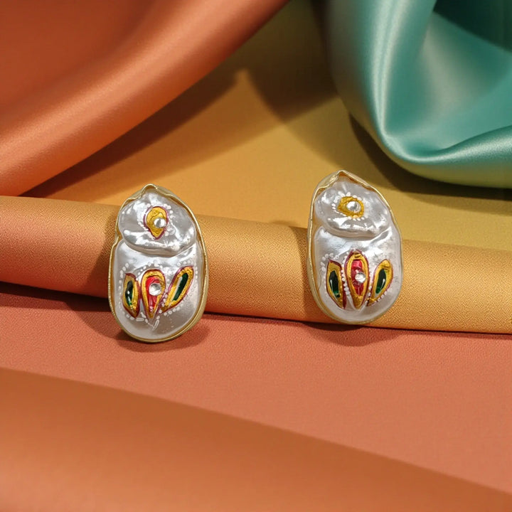 Festive Handcrafted Pink & Green Pearl Necklace Set