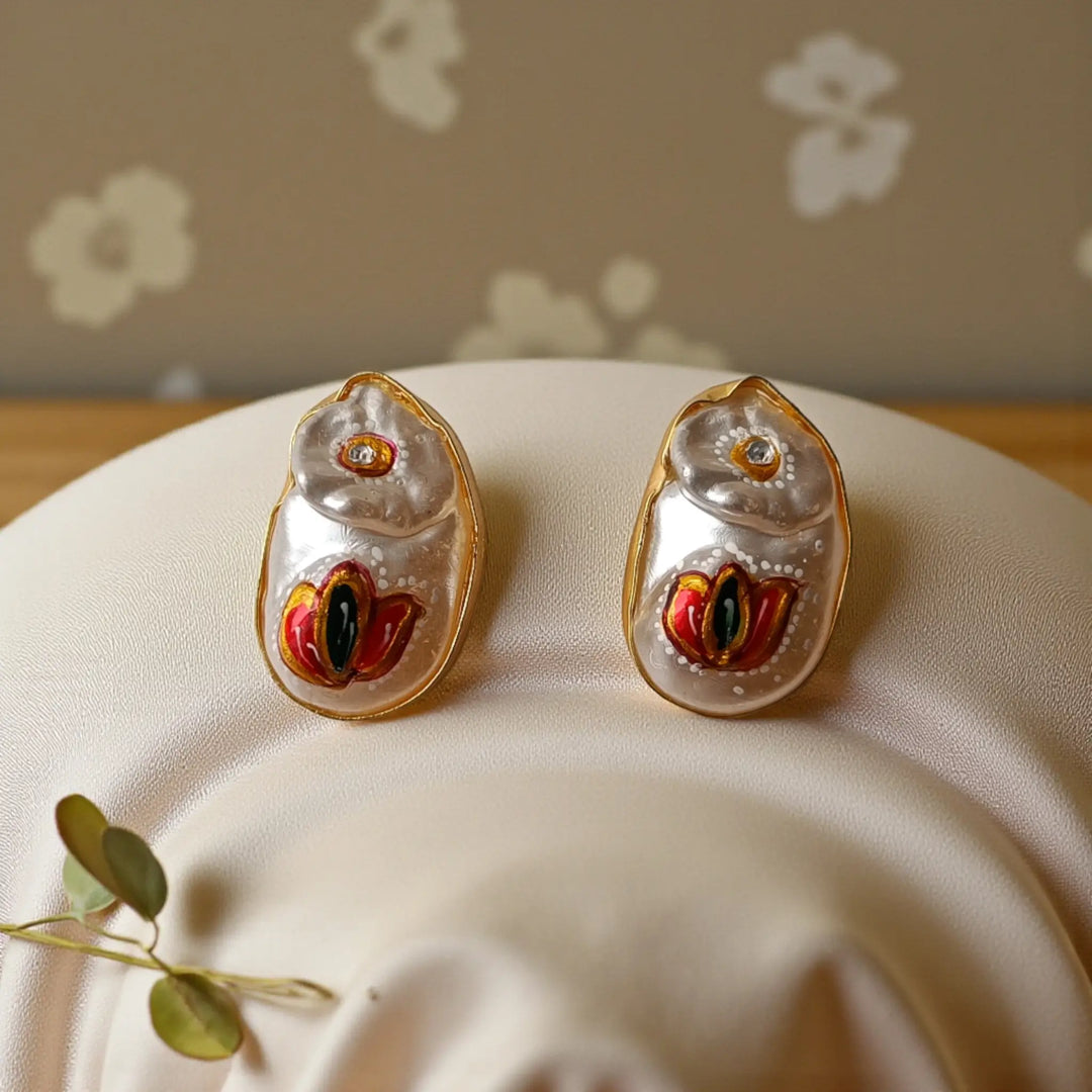 Yellow & Green Pearl Rectangle Necklace Set