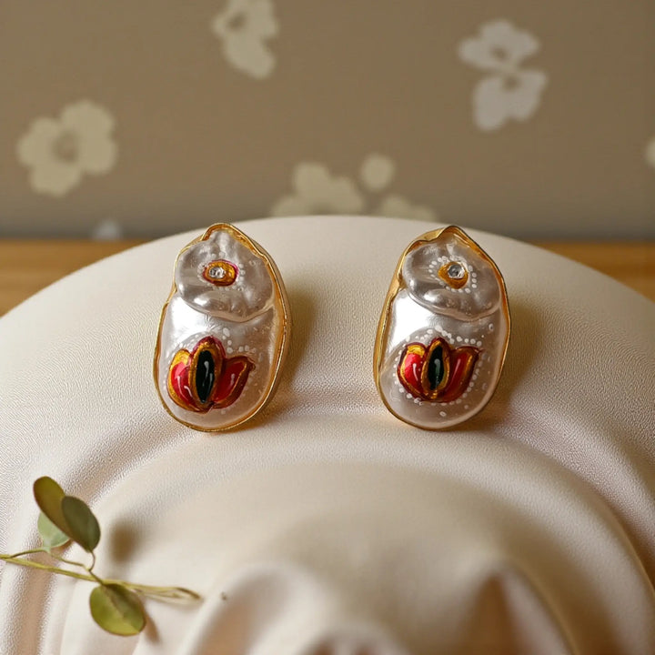 Yellow & Green Pearl Rectangle Necklace Set