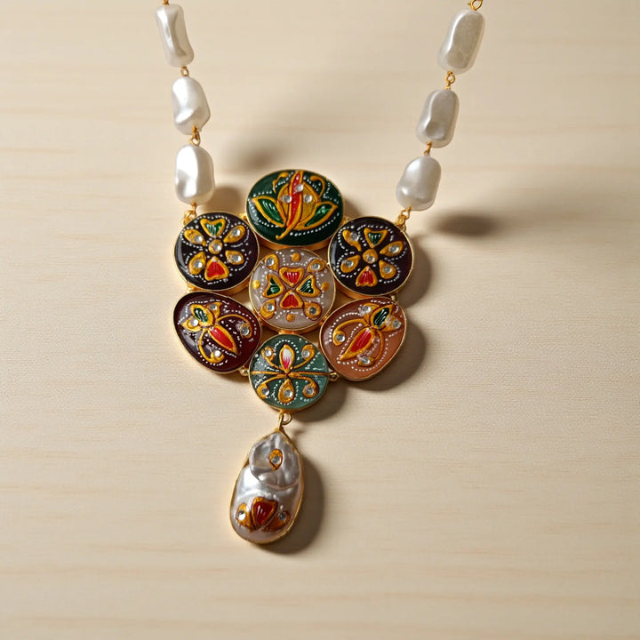 Artistic Handcrafted Multicolor Pearl Necklace Set