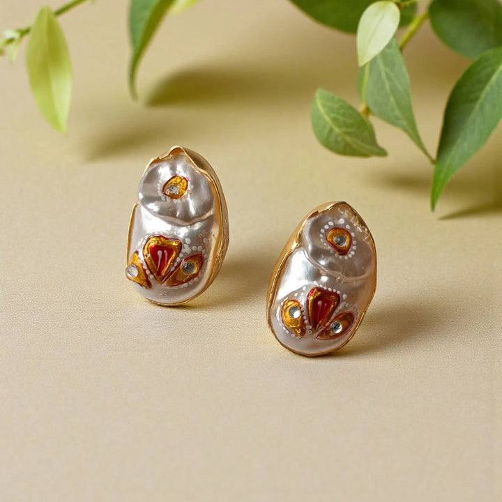 Premium Ethnic Style Navy & Gold Pearl Necklace Set