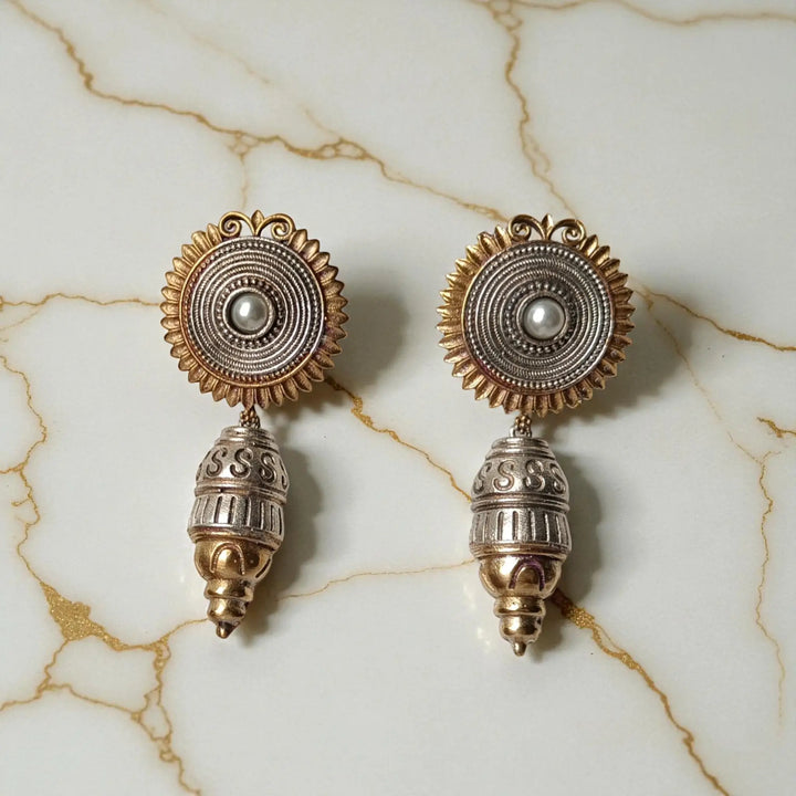Atulya Classic Dual Tone Silver-Plated Earrings