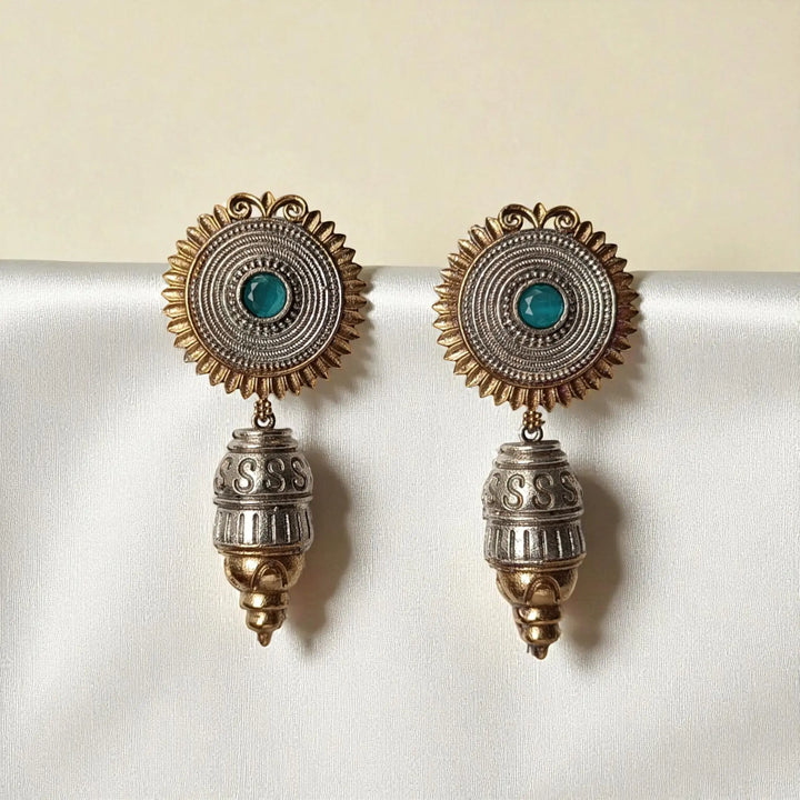 Atulya Classic Dual Tone Silver-Plated Earrings