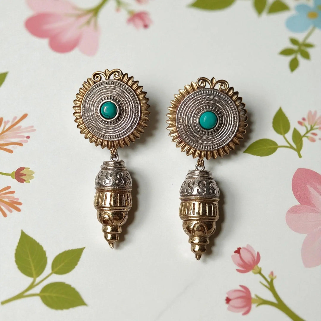 Atulya Classic Dual Tone Silver-Plated Earrings