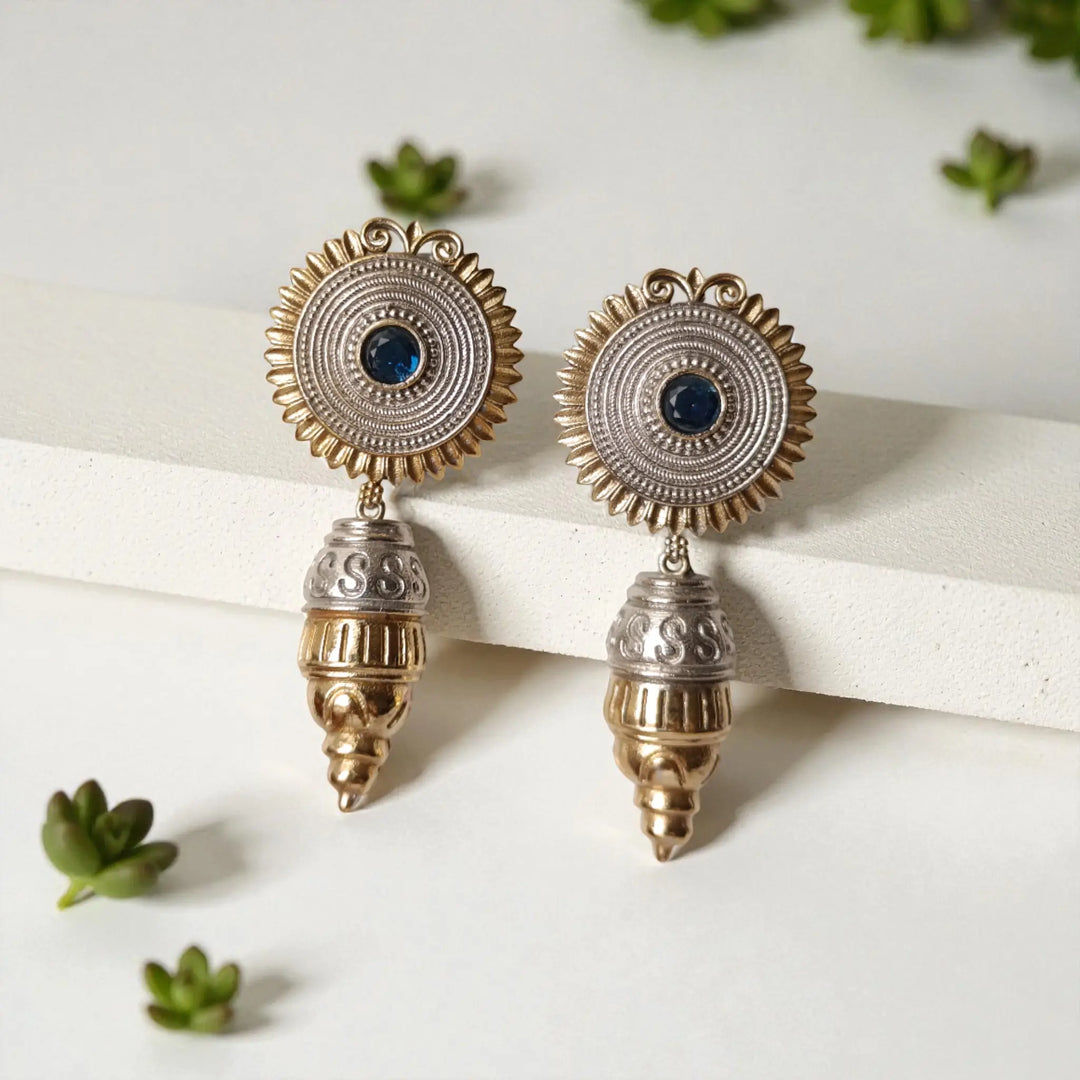 Atulya Classic Dual Tone Silver-Plated Earrings