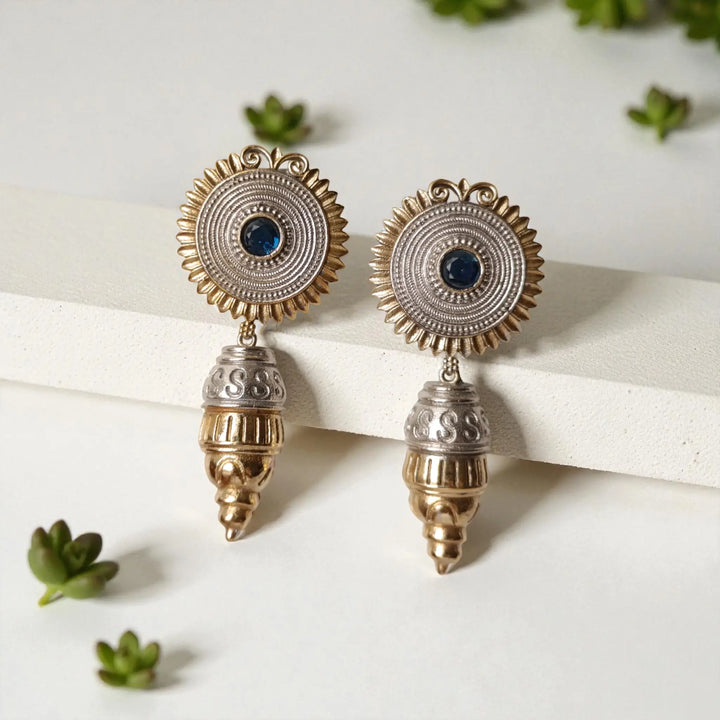 Atulya Classic Dual Tone Silver-Plated Earrings