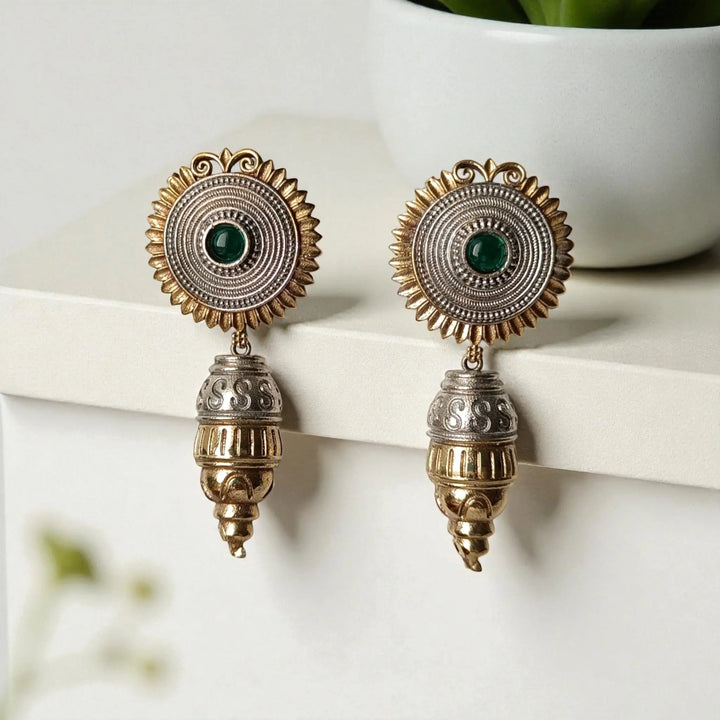 Atulya Classic Dual Tone Silver-Plated Earrings