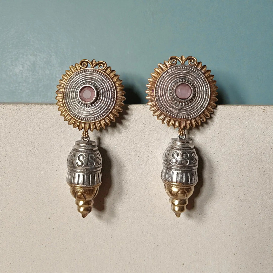 Atulya Classic Dual Tone Silver-Plated Earrings